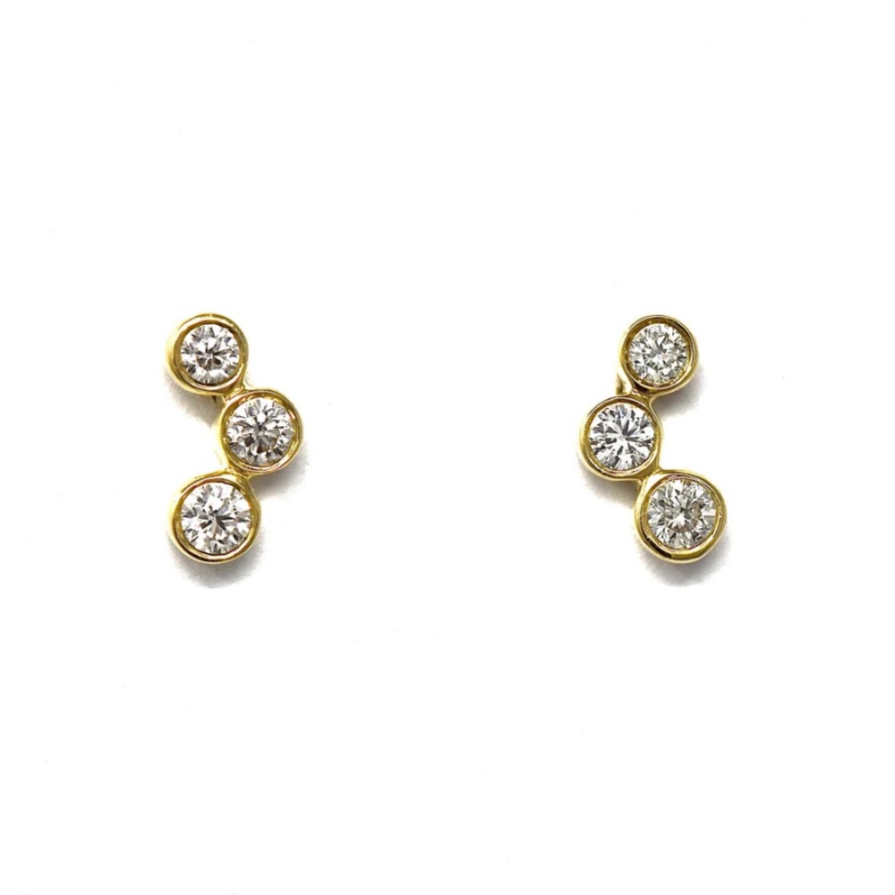 JL ROCKS DIAMOND 14K YELLOW GOLD BUBBLE STUD EARRINGS